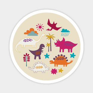 Dinosaur Land - Sunshine Brights - cute Dino design by Cecca Designs Magnet